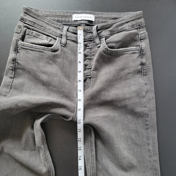 Buckle Flying Monkey Button Fly Women’s Sz 27 Black Denim Jeans, Skinny, Frayed - Picture 10 of 11